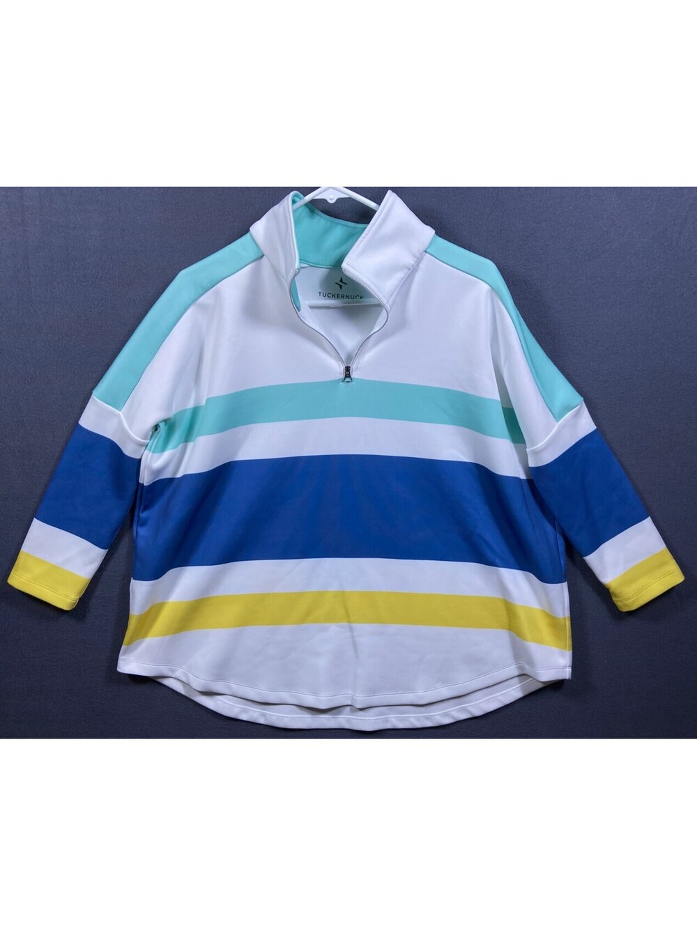 TUCKERNUCK Sport Americana Stripe Martina 1/4 Zip Pullover XS / S 26x25 Nautical